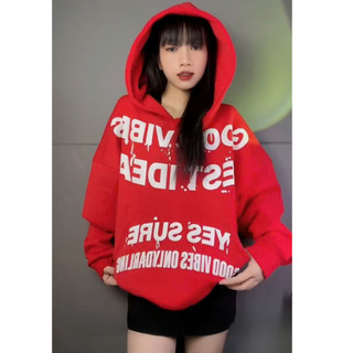 Áo khoác hoodie unisex GOOD VIBES kiểu dáng rộng có nón tay dài phog cách Hàn Quốc cặp đôi nam nữ SSL