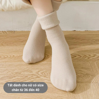 Combo 5 đôi tất lông cổ cao nữ giữ ấm GOMTAT, vớ nữ mùa đông chất liệu cotton mềm mại, thoáng khí - OAS-1709-CB5