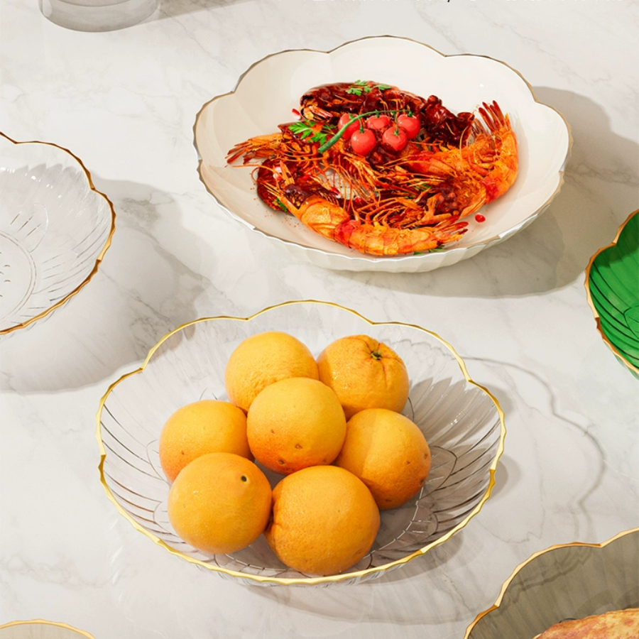 Bộ 4 Đĩa Viền Bạc Hình Hoa Sang Trọng, Đĩa Lòng Sâu Đựng Bánh Kẹo, Hướng Dương Bàn Trang Trí