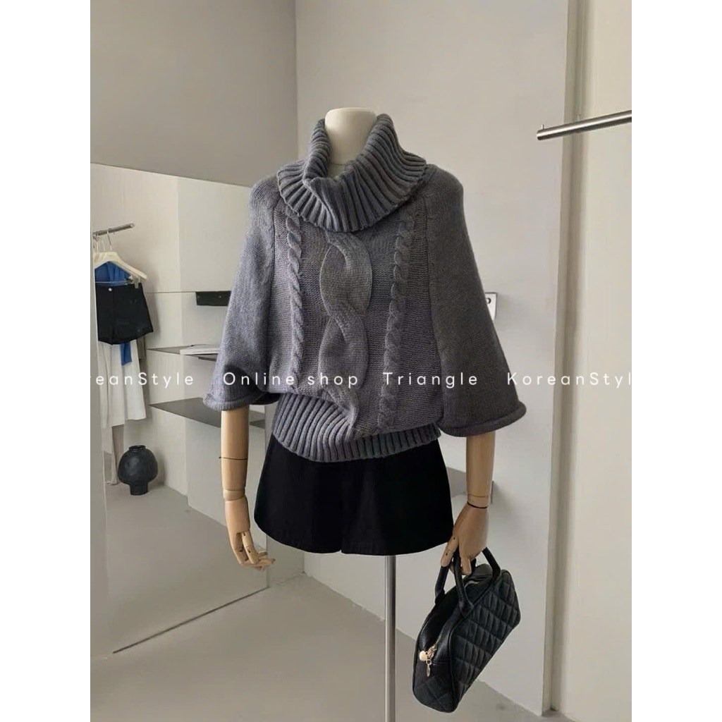 TRIANGLE - Winter Knitted (Cân nhắc kỹ, returned is not welcomed)- Áo len cổ cao tay rộng lửng dài phong cách Hàn Quốc