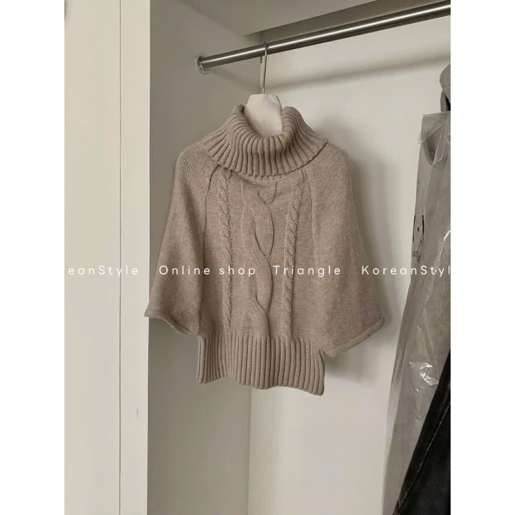 TRIANGLE - Winter Knitted (Cân nhắc kỹ, returned is not welcomed)- Áo len cổ cao tay rộng lửng dài phong cách Hàn Quốc