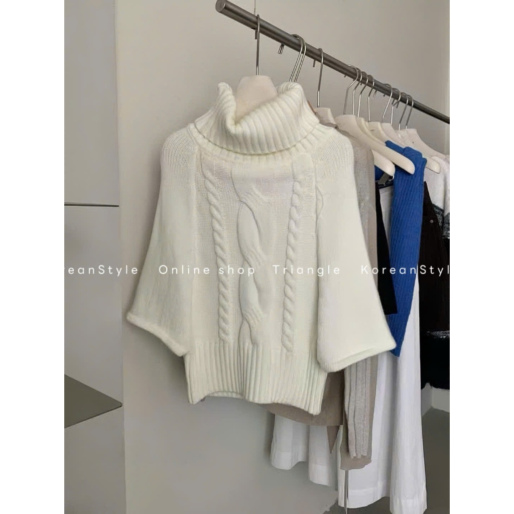 TRIANGLE - Winter Knitted (Cân nhắc kỹ, returned is not welcomed)- Áo len cổ cao tay rộng lửng dài phong cách Hàn Quốc