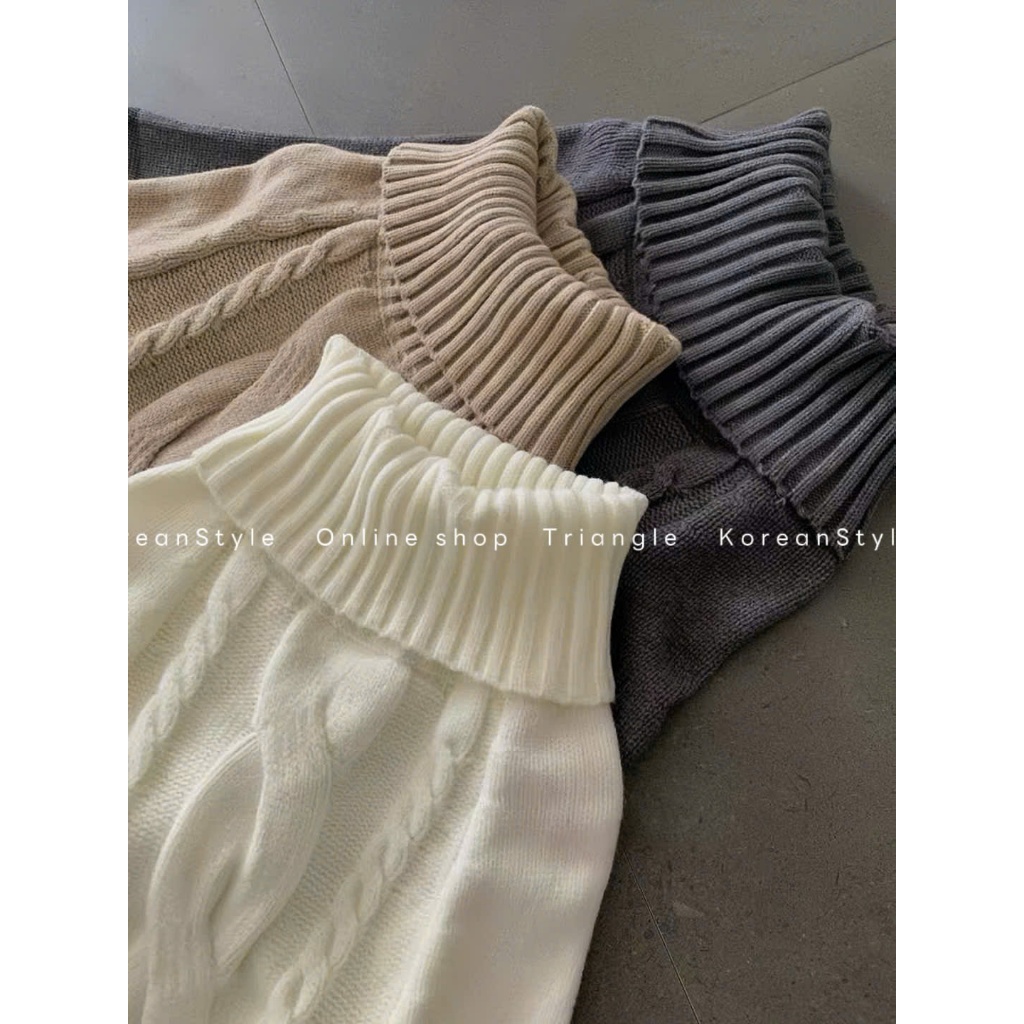 TRIANGLE - Winter Knitted (Cân nhắc kỹ, returned is not welcomed)- Áo len cổ cao tay rộng lửng dài phong cách Hàn Quốc