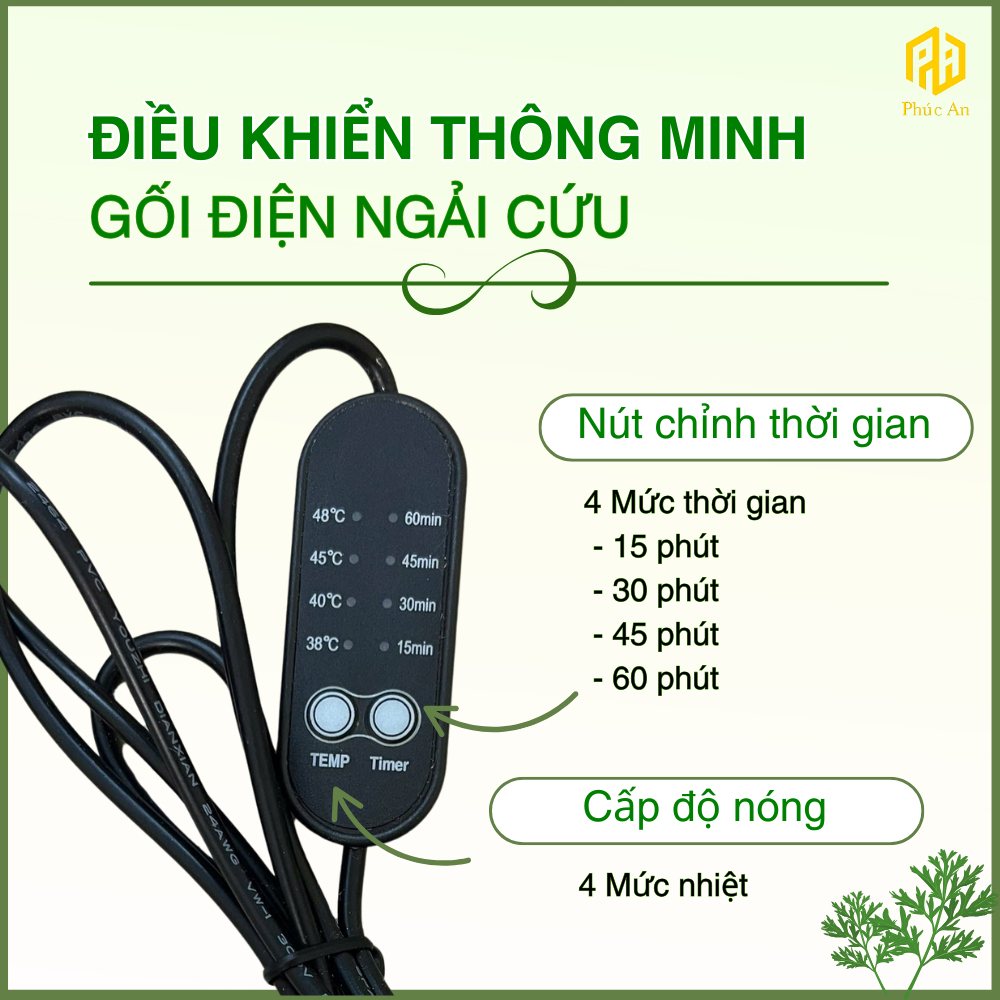 [CHÍNH HÃNG] Gối điện ngải cứu Phúc An, chườm nóng cổ vai gáy, giúp giấc ngủ sâu, quà tặng cao cấp