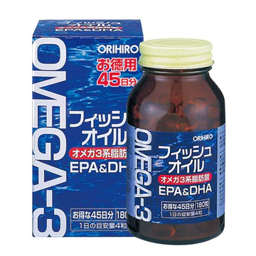 Dầu cá Omega 3 Orihiro Fish Oil Nhật Bản tốt cho mắt, tim mạch và não (hộp 180 viên)