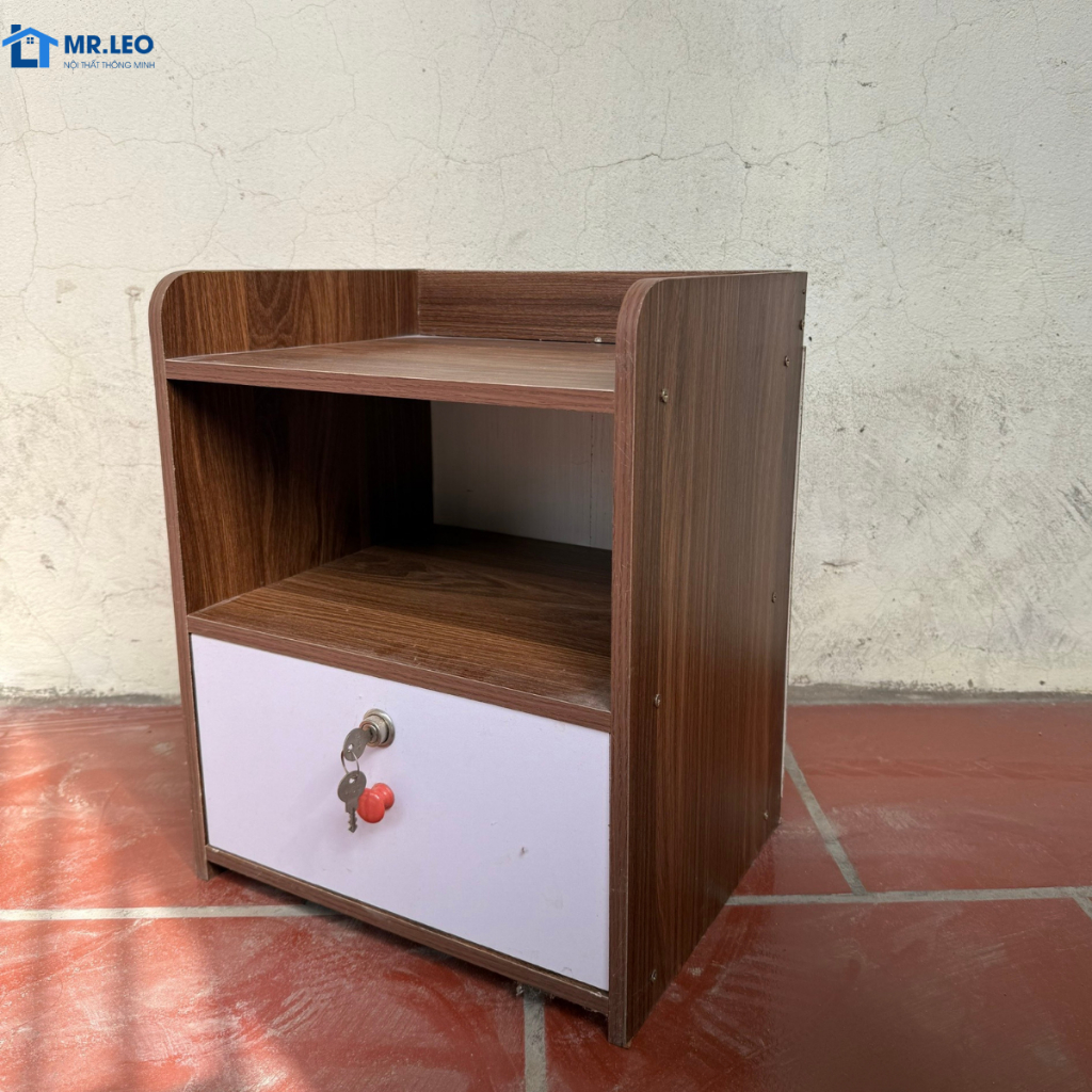 Tủ Đầu Giường 5 Ngăn Có Khóa Chuẩn Gỗ MDF Óc Chó, Rộng 60 Cao 60 Dễ Lắp Ráp, Sử Dụng, Bền Đẹp Siêu Chắc