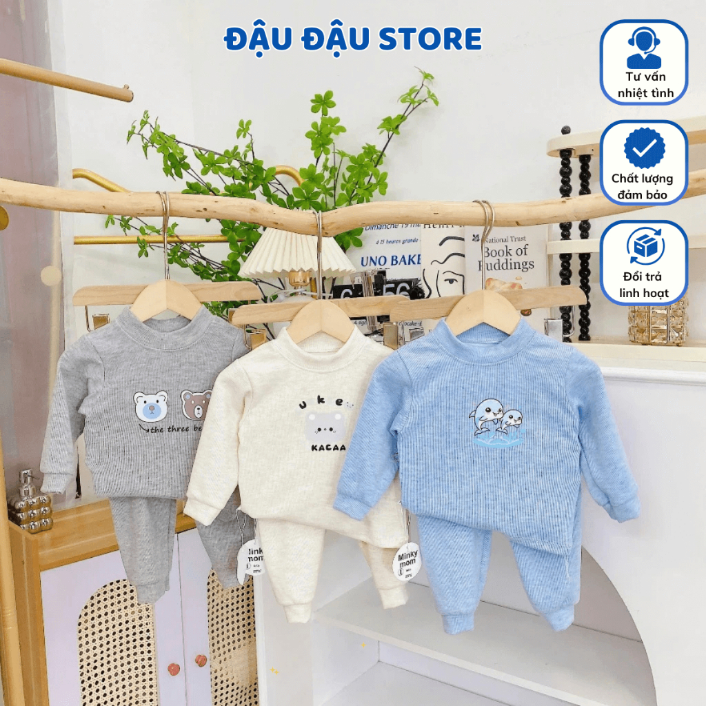 Set 2 - Set 3 Bộ Dài Tay Len Lông Thỏ Thu Đông Quảng Châu mềm mại ấm áp cho bé trai bé gái 5-15kg BLEN01 Đậu Đậu Store