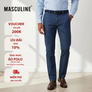 Quần Jeans nam trung MASCULINE MJRC51 – Quần Jeans nam Regular túi chéo, chất cotton co giãn