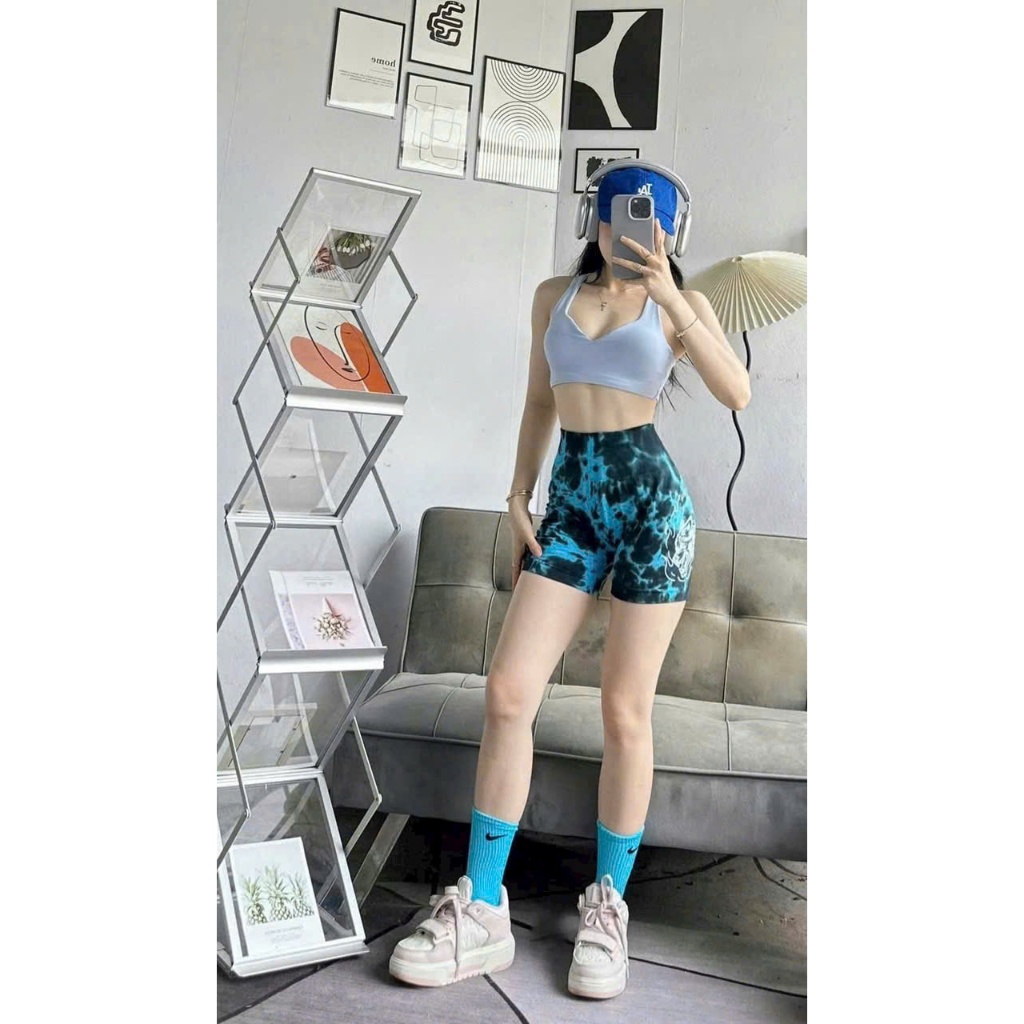 Quần Đùi Chất Dệt Cạp Ngang Q29 IN SÓI LOANG MÀU Nữ Nâng Mông Co Giãn Tập - Gym - Yoga - Aerobic HOTHISPORT