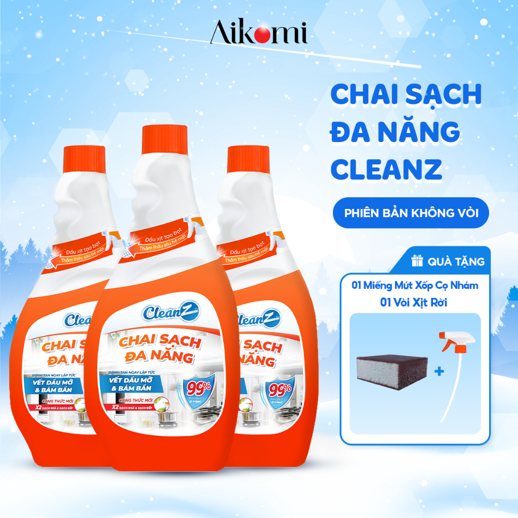 Chai Sạch Nhà Bếp Cleanz Làm Sạch Dầu Mỡ, Vết Ố Vàng Dung Tích 450ml