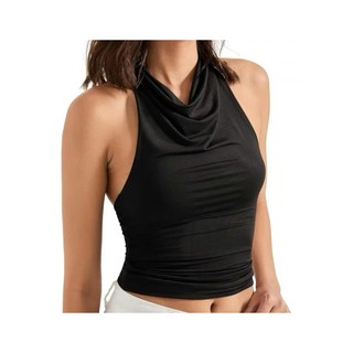 Áo halter top không tay hở lưng thời trang màu trơn dáng ôm quyến rũ - chất lụa co giãn cao cấp