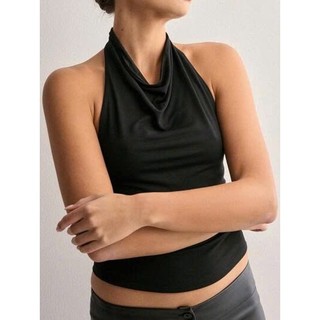 Áo halter top không tay hở lưng thời trang màu trơn dáng ôm quyến rũ - chất lụa co giãn cao cấp