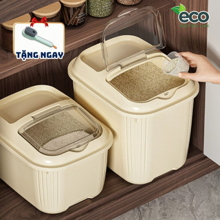 [SẴN] Thùng đựng gạo có nắp kín chống ẩm nhựa PP cao cấp, Hộp bảo quản ngũ cốc kèm cốc đong tiện lợi