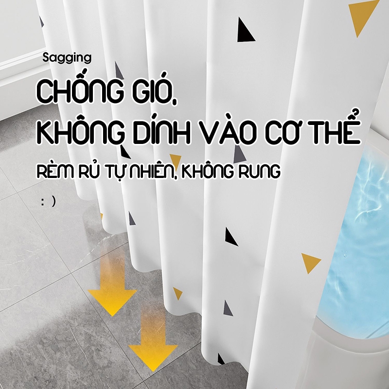 Kaleis Rèm tắm chống nước chống mốc cao cấp kèm móc treo nhiều kích thước nhiều họa tiết cho phòng tắm gia đình