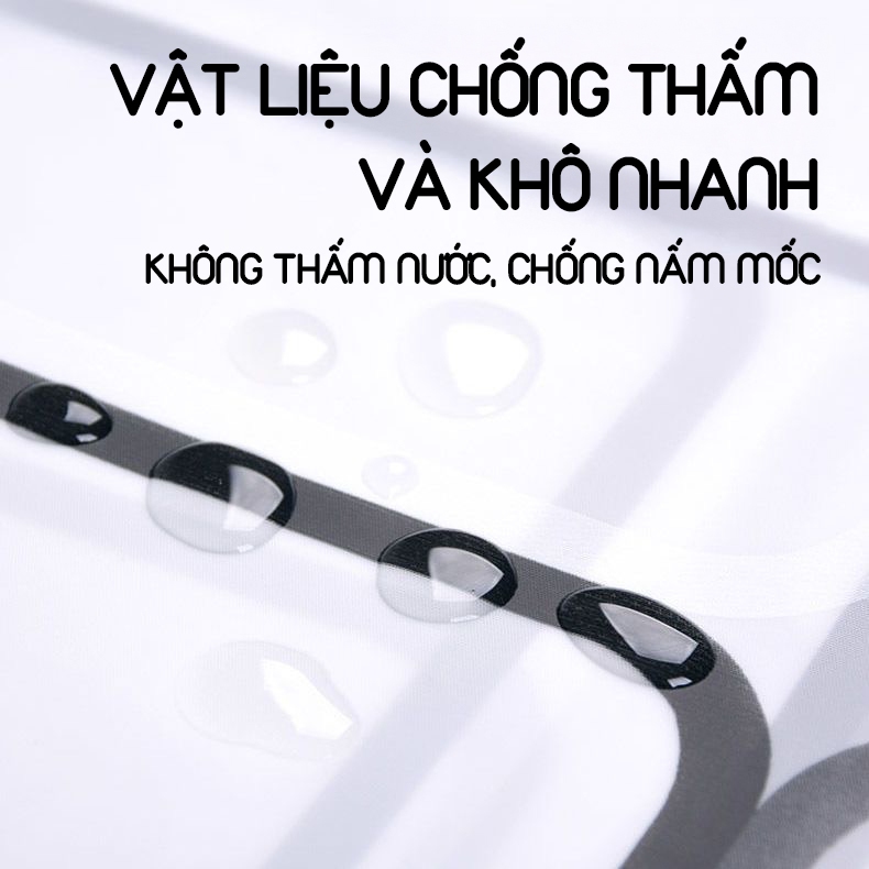 Kaleis Rèm tắm chống nước chống mốc cao cấp kèm móc treo nhiều kích thước nhiều họa tiết cho phòng tắm gia đình
