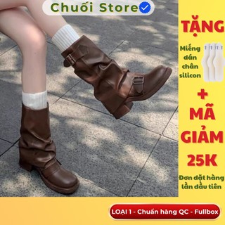 Giày boot nữ da PU tổng hợp dệt vải đế cao su êm chân dễ phối đồ thanh lịch sang trọng