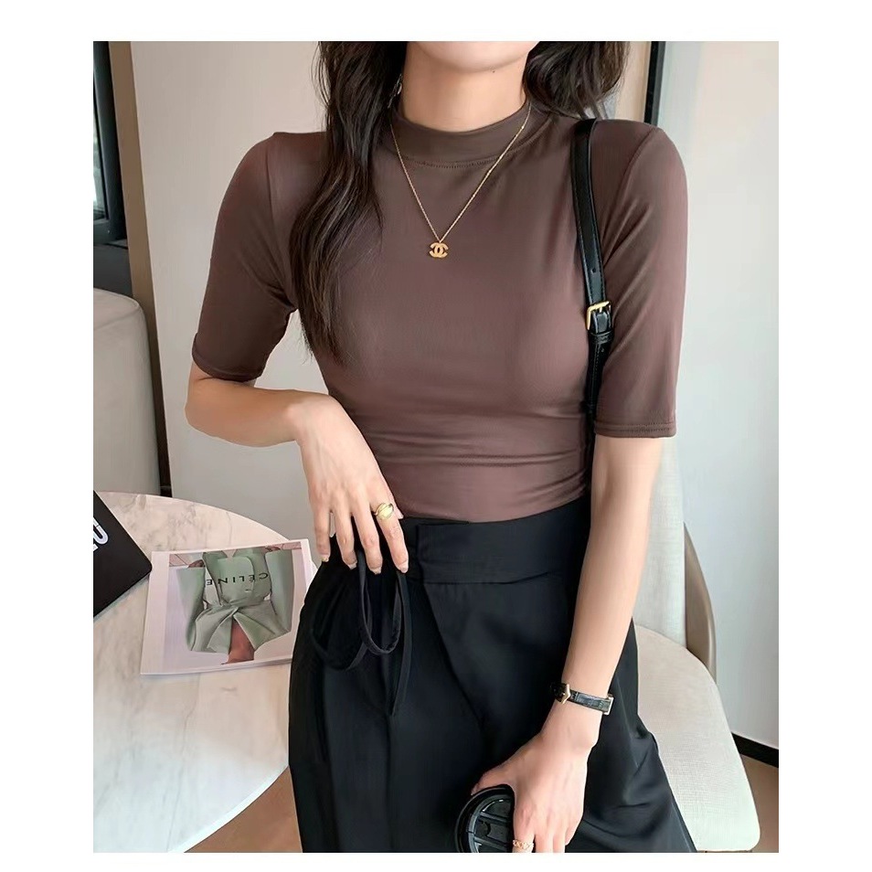 Áo thun cổ lọ, áo thun tay lỡ cổ cao 3cm dáng hàn quốc nhẹ nhàng, chất thun cao cấp - Mt Classic