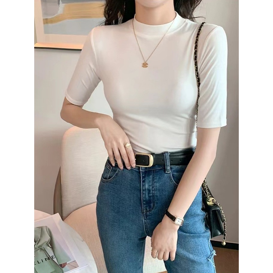 Áo thun cổ lọ, áo thun tay lỡ cổ cao 3cm dáng hàn quốc nhẹ nhàng, chất thun cao cấp - Mt Classic