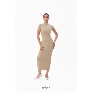 GIDIGIDI - YAGE DRESS 10512 đầm chất thun co giãn có tay cổ lọ dáng ôm dài basic