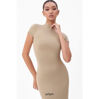 GIDIGIDI - YAGE DRESS 10512 đầm chất thun co giãn có tay cổ lọ dáng ôm dài basic