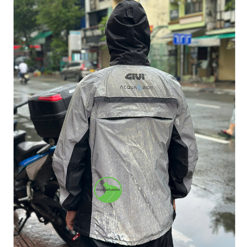 Bộ quần áo mưa Givi ARS03 phản quang kèm mũ (nón) - Chính hãng chống nước , chống thấm siêu tốt