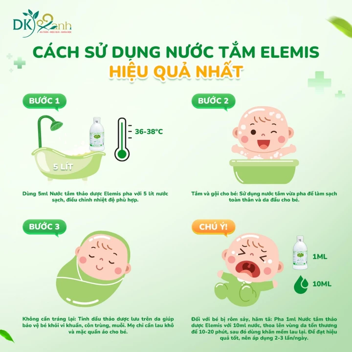 Nước Tắm Thảo Dược Cho Bé Elemis Hộp 25 Gói 10ml/gói Dược Khoa Xanh Chăm Sóc Làn Da Bé – 3