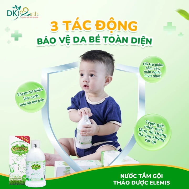 Nước Tắm Thảo Dược Cho Bé Elemis Hộp 25 Gói 10ml/gói Dược Khoa Xanh Chăm Sóc Làn Da Bé – 6