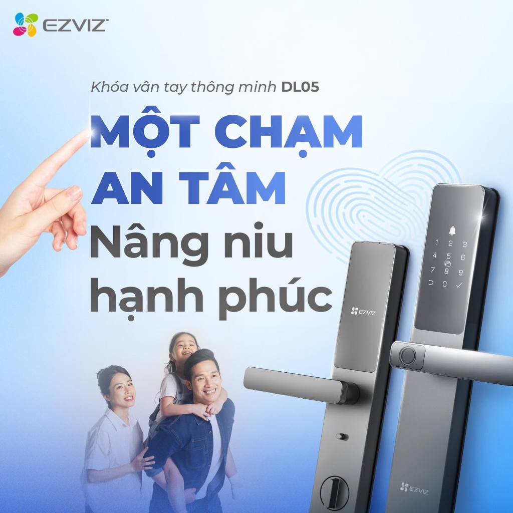 KHÓA VÂN TAY EZVIZ DL05 ĐIỀU KHIỂN TỪ XA QUA APP DÀNH CHO CỬA GỖ, THÉP CHỐNG CHÁY
