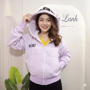 ÁO KHOÁC GELIN - THÊU CHỮ TRÊN NÓN có 4 túi, vải nỉ coton hàng VNXK size từ 45 đến 63kg