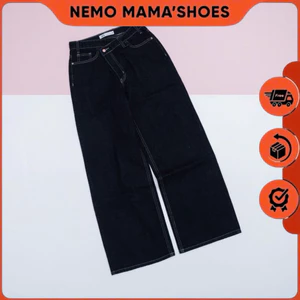 ZARA QUẦN JEANS ỐNG SUÔNG CHÉO MÀU XANH ĐEN (Q250814001)