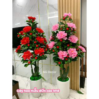 Cây giả- Cây Hoa Mẫu Đơn cao 1m6. cây giả trang trí nhà cửa và nơi làm việc