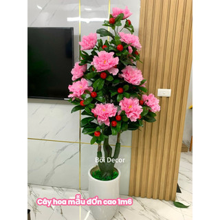 Cây giả- Cây Hoa Mẫu Đơn cao 1m6. cây giả trang trí nhà cửa và nơi làm việc