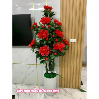 Cây giả- Cây Hoa Mẫu Đơn cao 1m6. cây giả trang trí nhà cửa và nơi làm việc