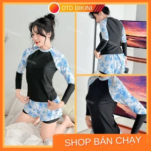 Đồ Bơi Nữ Đi Biển Tay Dài DTD BIKINI – Họa Tiết Màu Tươi, Không Lộ, Co Giãn Cao BIKINI DTD