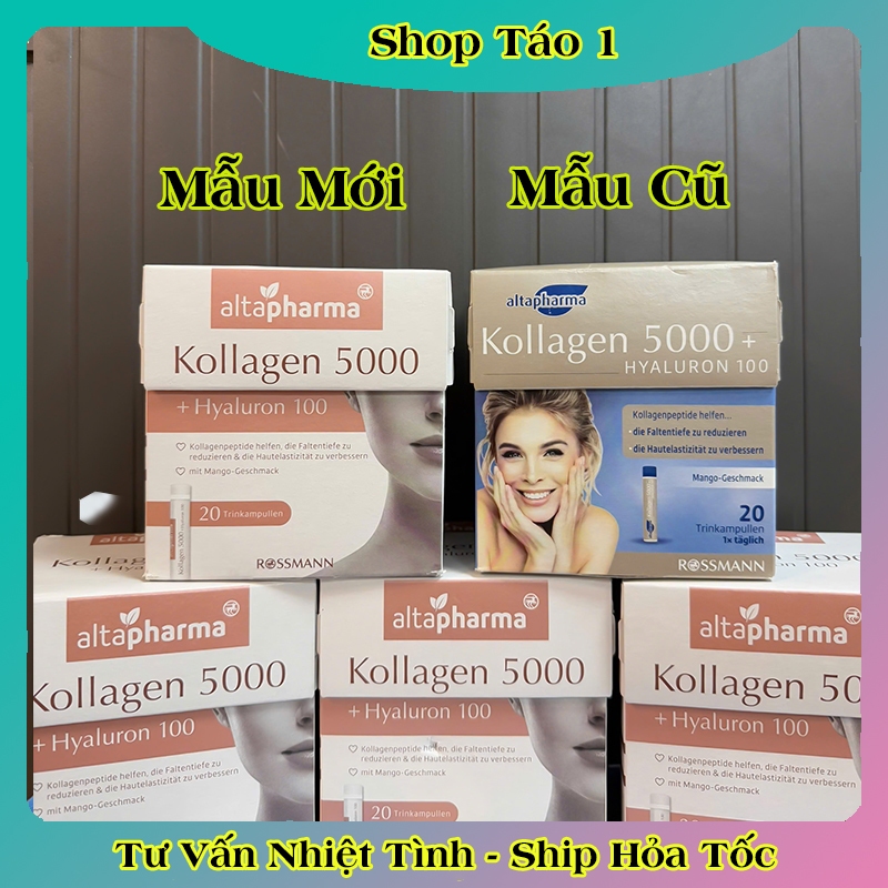 Collagen thủy phân Kollagen 5000 + Hyaluron Altapharma - Bí quyết giữ da trẻ trung và khỏe mạnh - Hộp 20 ống của Đức