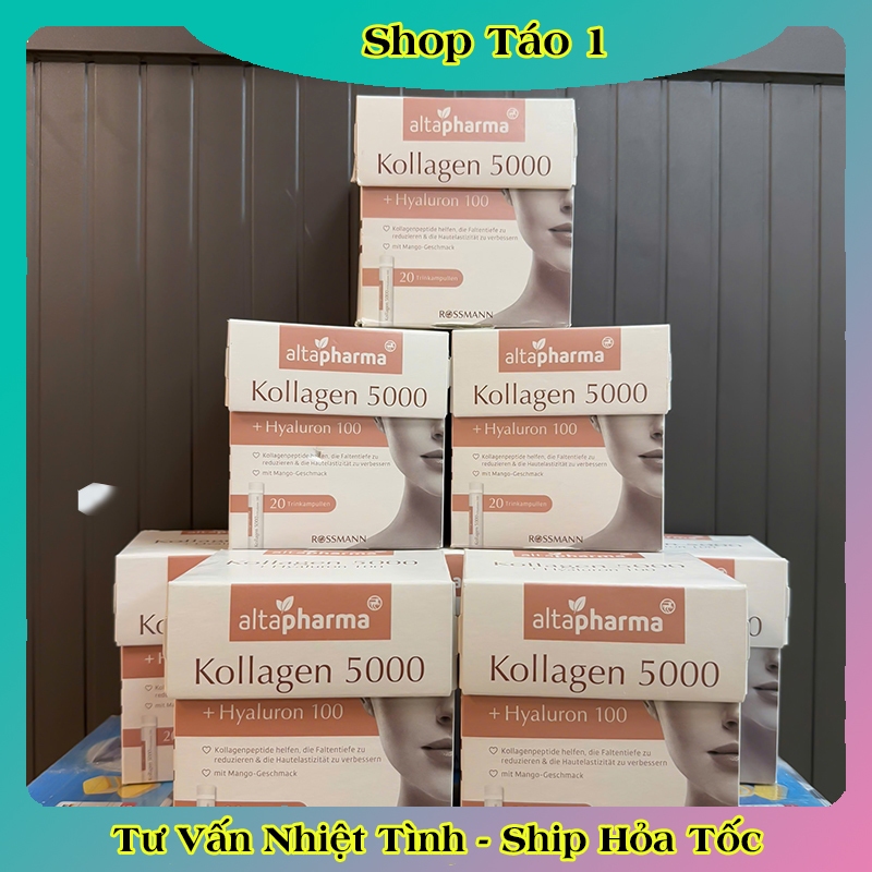 Collagen thủy phân Kollagen 5000 + Hyaluron Altapharma - Bí quyết giữ da trẻ trung và khỏe mạnh - Hộp 20 ống của Đức