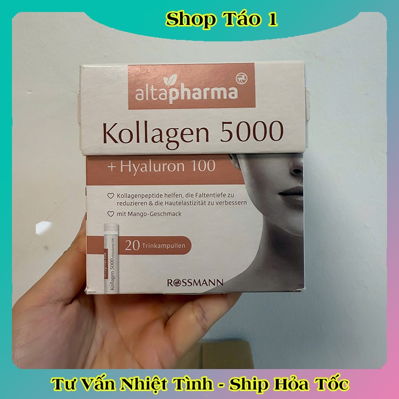 Collagen thủy phân Kollagen 5000 + Hyaluron Altapharma - Bí quyết giữ da trẻ trung và khỏe mạnh - Hộp 20 ống của Đức