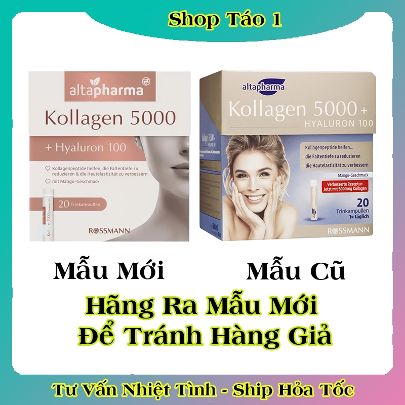 Collagen thủy phân Kollagen 5000 + Hyaluron Altapharma - Bí quyết giữ da trẻ trung và khỏe mạnh - Hộp 20 ống của Đức