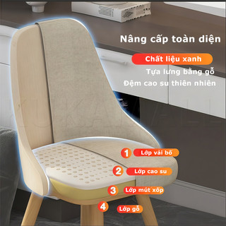 KUKA Ghế ăn xoay có chân gỗ nguyên khối và tựa lưng Ghế cà phê Ghế văn phòng Gỗ tự nhiên vải mềm