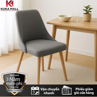 KUKA Ghế ăn xoay có chân gỗ nguyên khối và tựa lưng Ghế cà phê Ghế văn phòng Gỗ tự nhiên vải mềm