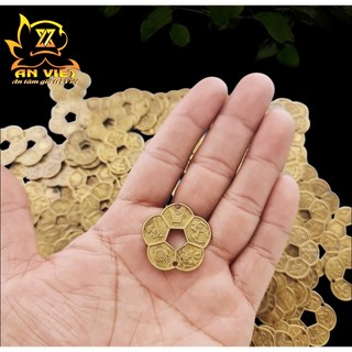 Đồng Xu Hoa Mai Chiêu Tài Loại Dày - Phong Thủy May Mắn - DX2501 - Nội Thất An Việt