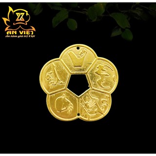 Đồng Xu Hoa Mai Mạ Vàng - Hoa Mai Kim Tài - Phong Thủy - May Mắn