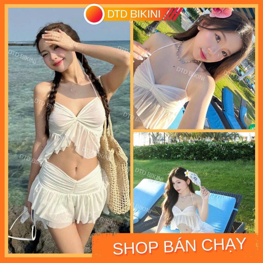 DTD BIKINI – Đồ bơi nữ 2 mảnh phối voan trắng, dáng tiểu thư nhẹ nhàng, tôn dáng đẹp
