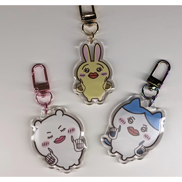 Móc khóa acrylic Baddie Chiikawa 2" | Charm Chiikawa dễ thương và hài hước – Nhân vật Hachiware, Usagi.