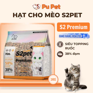 Thức Ăn Hạt Cho Mèo S2 PET S2 Premium Gói 1Kg Siêu Topping Ruốc Cho Mèo Mọi Lứa Tuổi