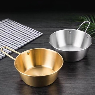 Chén đựng gia vị có tay cầm inox304, Chén đựng nước chấm, nước sốt màu vàng và màu bạc