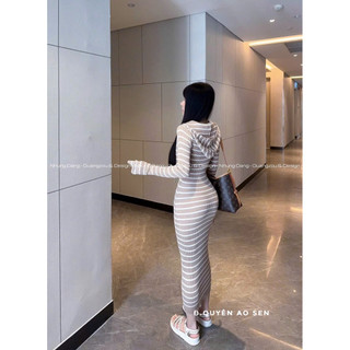 VÁY BODY LEN KẺ KHOÁ MŨ HÀNG QCCC L1