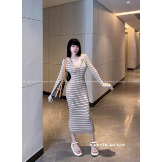 VÁY BODY LEN KẺ KHOÁ MŨ HÀNG QCCC L1