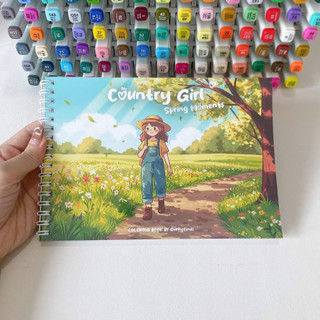 Bộ Tranh Tô Màu Country Girl 24 Tranh, Giấy dày 180gsm Quyển A4 A5, Phù Hợp Màu Marker, Acrylic, Chì Màu, Sáp Màu