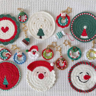 [TIEMNHA.BOSUA] Coaster Crochet|Lót Ly Handmade nhiều mẫu dễ thương quà tặng Giáng sinh NOEL